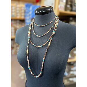 NEW Brown & Turquoise Beaded Multi Layer Western Necklace